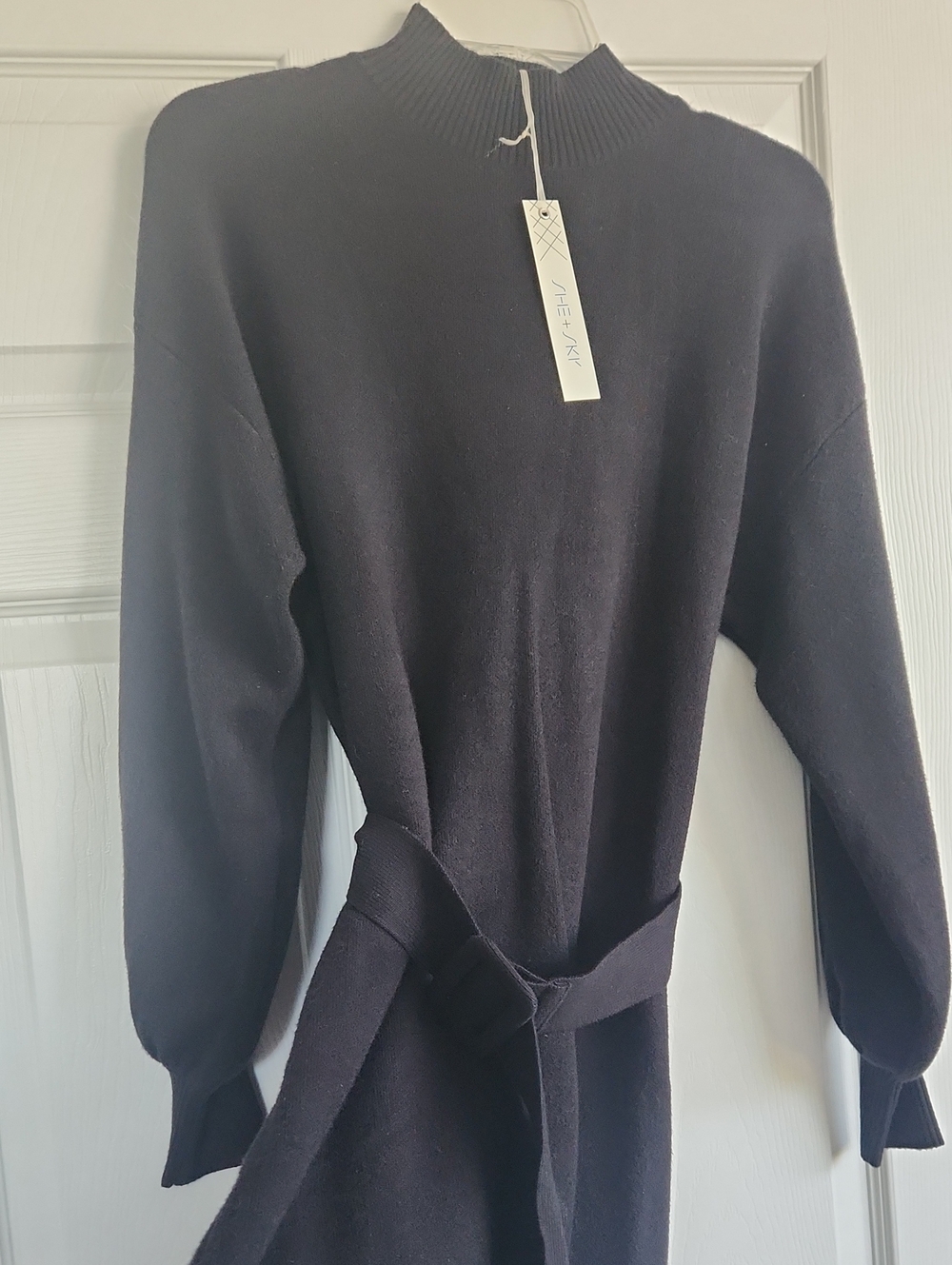 NWT She + Sky Black Mock Neck Sweater Dress